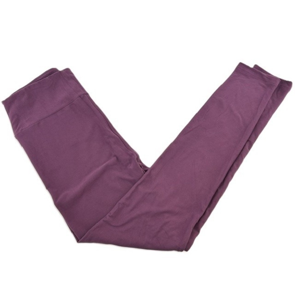 LuLaRoe One Size OS Leggings Solid Plum Purple Buttery Soft Yoga Waistband